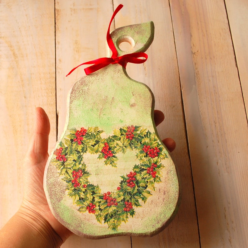 Wooden Decoupage Cutting Board Christmas ornament Decorative Etsy