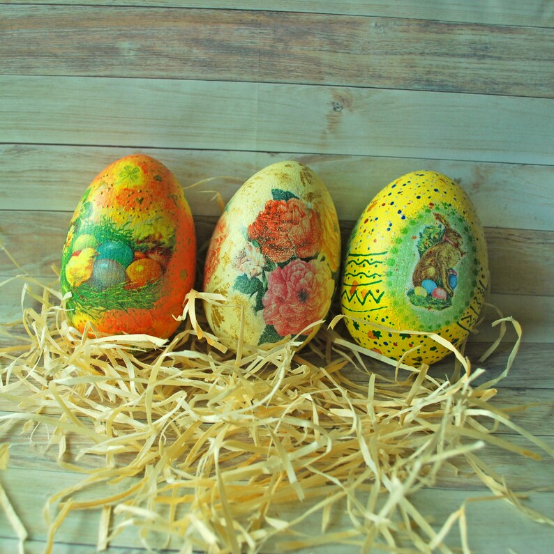 Decoupage Decorating Easter Eggs Wood Eggs Decor Shabby Eggs Decorative