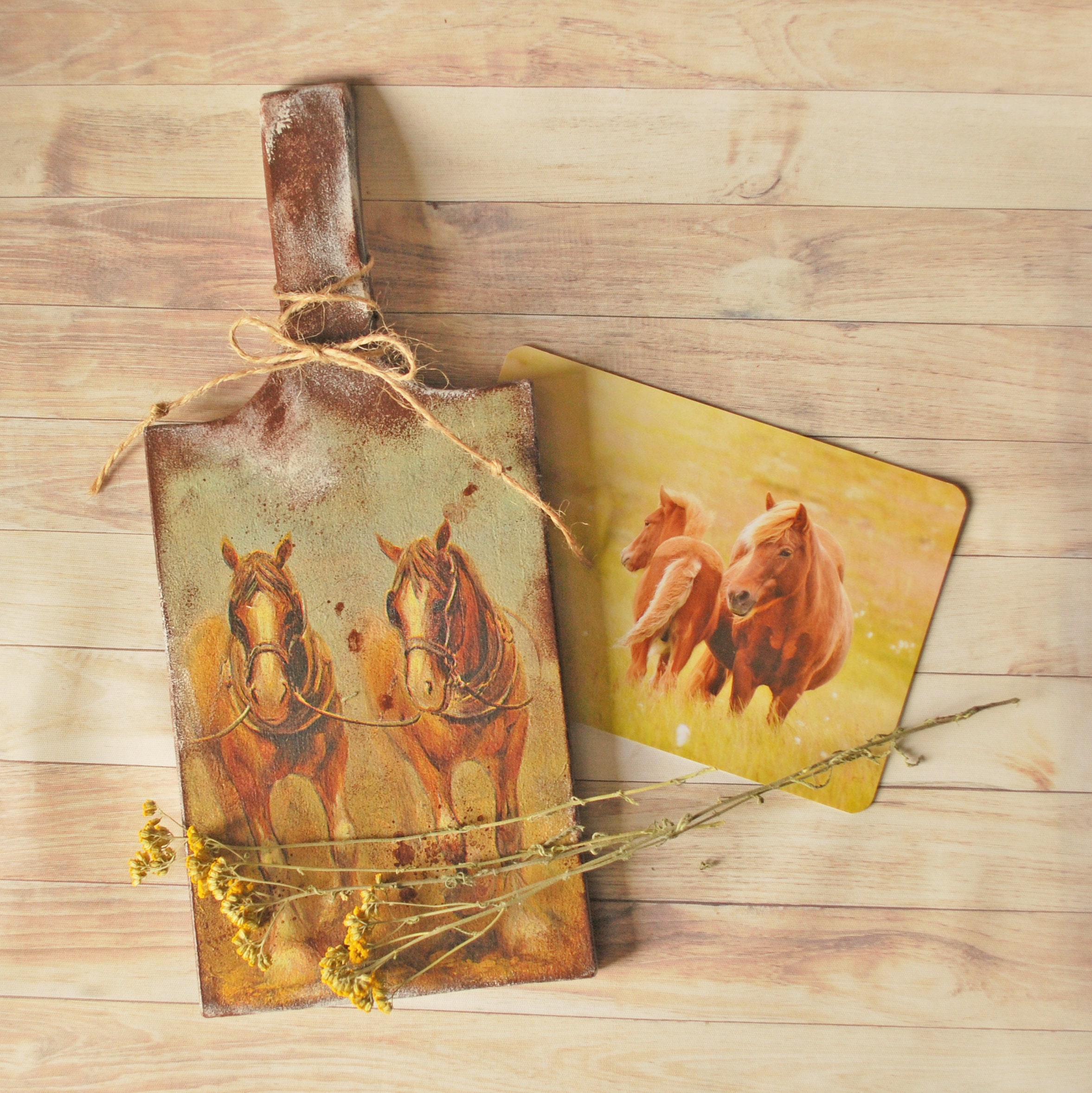 Wooden Decoupage Cutting Board Horse ornament Decorative Wood Etsy