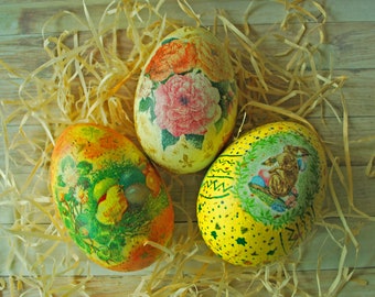 Decoupage decorating Easter Eggs Wood eggs decor Shabby eggs Decorative eggs Decoupage eggs Easter basket Easter decor Easter ideas