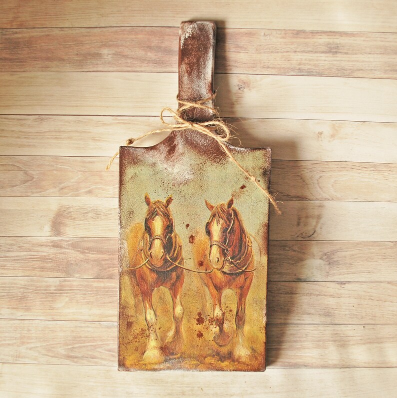Wooden Decoupage Cutting Board Horse ornament Decorative Wood Etsy