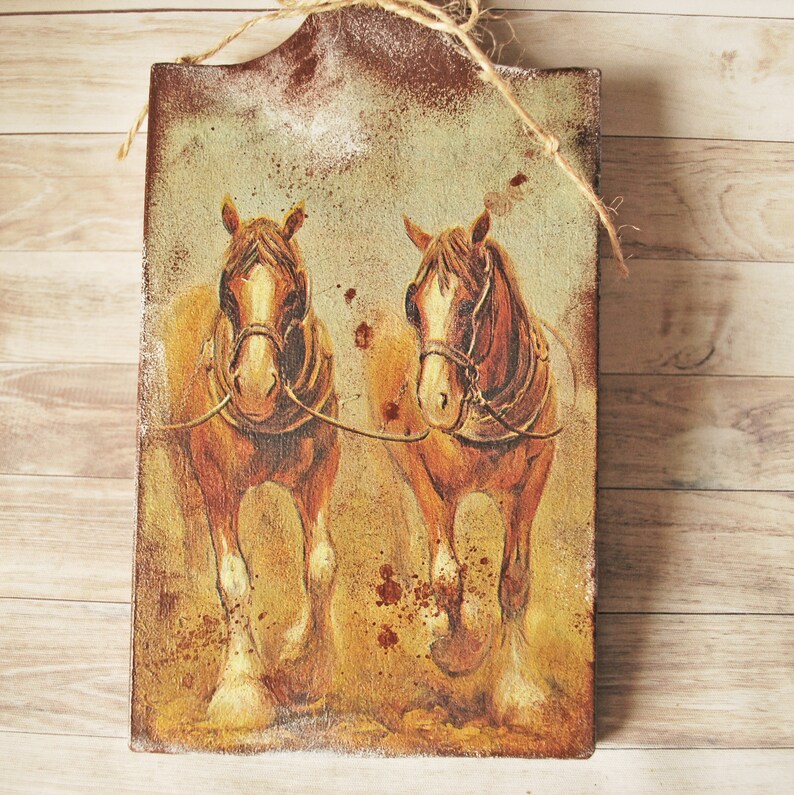 Wooden Decoupage Cutting Board Horse Ornament Decorative Wood Chopping