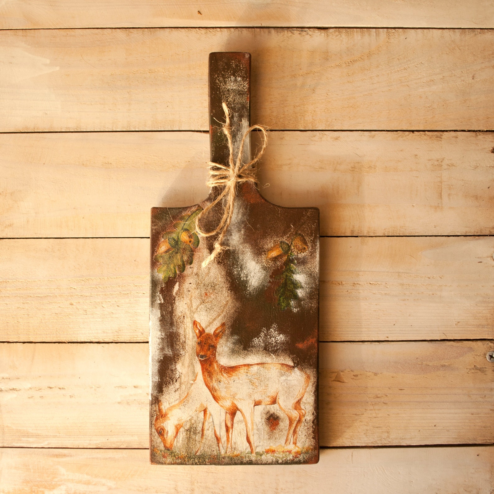 Wooden Decoupage Cutting Board Deer Forest ornamento decorative Wood