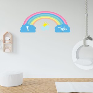 Customizable Nursery Wall Decal for Boys and girls Personalized Rainbow Name and Initial Vinyl Sticker Perfect for Kids&#39; Room and Home Decor