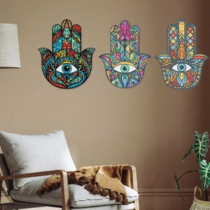 Mandala Hamsa Hand 3D Art Wall Decal Vinyl Sticker | Home Décor | Custom Kids Room Decal | Bedside Decals | Office Decor