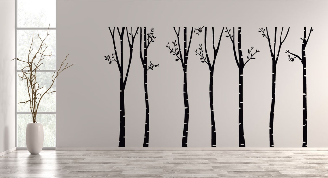 Forest Tree Silhouette Wall Decal Vinyl Sticker for Home Etsy
