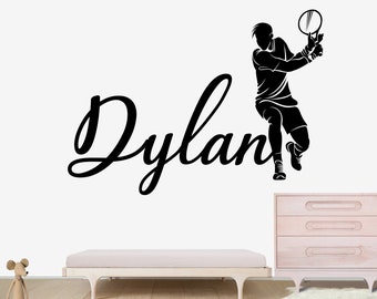 Tennis Player Name Decal - Personalized Name Decal - Name Sticker - Custom Name Decal - Wall Decal For Nursery | Room Decal | Vinyl Sticker
