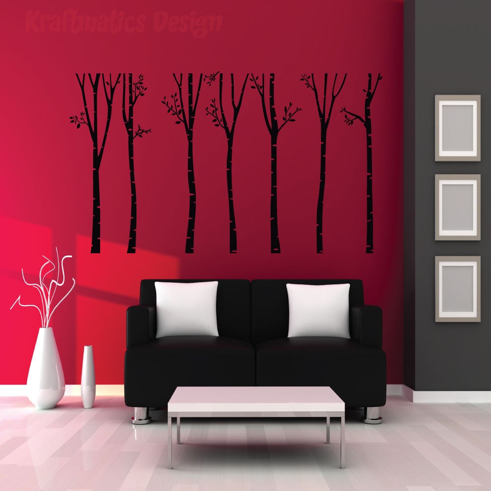 Forest Tree Silhouette Wall Decal Vinyl Sticker for Home Etsy
