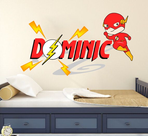 Superhero Flash Custom Name Nursery Baby Boy Wall Decal Vinyl - Superhero Name Wall Stickers Superhero Flash Custom Name Nursery Baby Boy Wall Decal Vinyl - Superhero Name Wall Stickers
