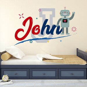 Robot Name Decal - Personalized Name Decal - Name Sticker - Custom Name Decal - Wall Decal For Nursery | Name Wall Decal | Bedroom Decal