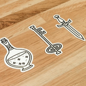 Conjunto de adesivos de itens D&D / adesivos de itens de RPG / adesivos de itens DnD / conjunto de adesivos de laptop Dungeons and Dragons