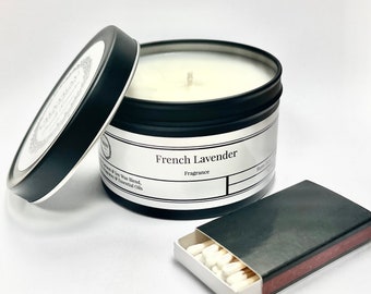 French Lavender Hand Poured Natural Coconut & Soy Vegan Wax Scented Tin Travel Candle | Small Batch | Perfect Holiday/ Christmas Gift