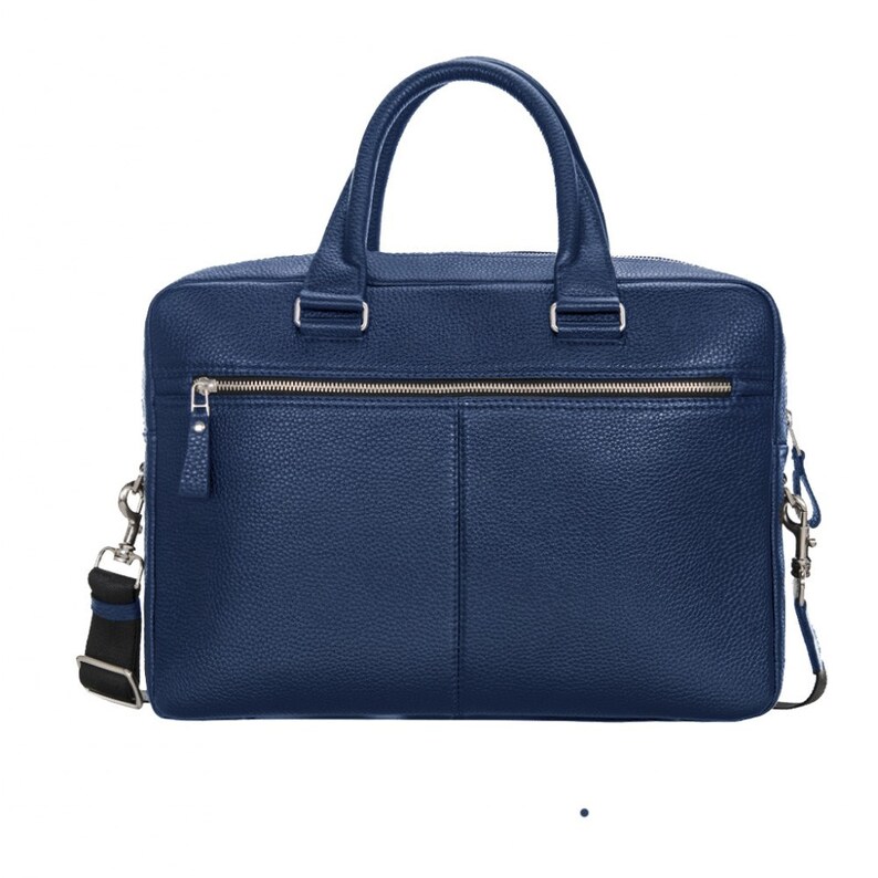 Mens Briefcase Blue Messenger Bag Genuine Leather Laptop Etsy