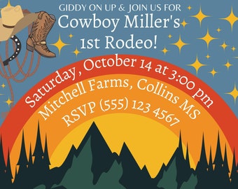 Cowboy Birthday Party, INSTANT DOWNLOAD (with Canva)