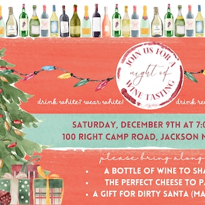 Christmas Wine Tasting Party, INSTANT DOWNLOAD (with Canva)