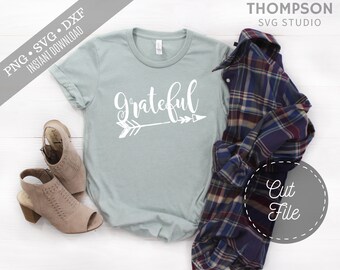 SVG DXF PNG Archivos de corte, Señoras Camiseta Cortar Archivo, Grateful Svg, Cameo Archivo, Cricut Archivo