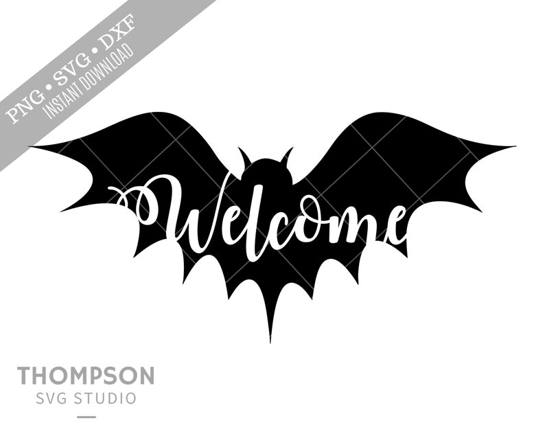Download Halloween Bat Welcome SVG Cut File Fall Sign DXF Rustic | Etsy