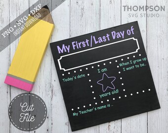 SVG DXF PNG Archivos de corte, a la escuela Svg archivos de corte, primer día de la pizarra escolar Svg, archivos de corte de niños, archivo de corte de signo de la escuela, archivo cricut