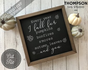 Signo de caída SVG archivos de corte, cada año me caigo para usted cortar archivo, rustic fall signo SVG, granja signo cortar archivo, PNG
