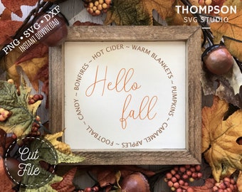 SVG DXF PNG Archivos de corte, Svg calabaza rústica, archivo de otoño de hola, archivo de corte de signo de granja, archivo Cricut