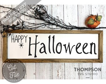 Archivo SVG de corte "Feliz Halloween": Letrero rústico de granja (descarga digital)