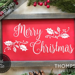 SVG DXF PNG Cut Files, Svg Cut Files, Merry Christmas Svg, Rustic Christmas Sign Cut File, Farmhouse Sign Cut File, Cricut File