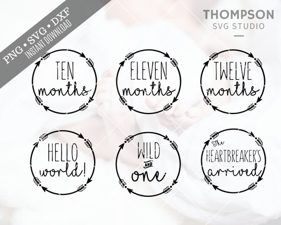 Download Kits How To Craft Supplies Tools Cricut File Cuttable File Monthly Milestones Svg Cameo File Silhouette File Month Set Dxf File Baby Months Svg