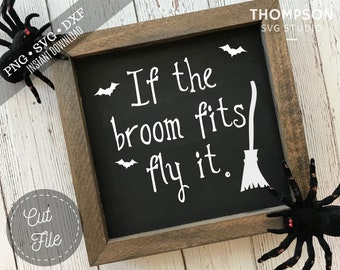 Archivo SVG de corte "Si la escoba cabe": Letrero de granja de Halloween (descarga digital)