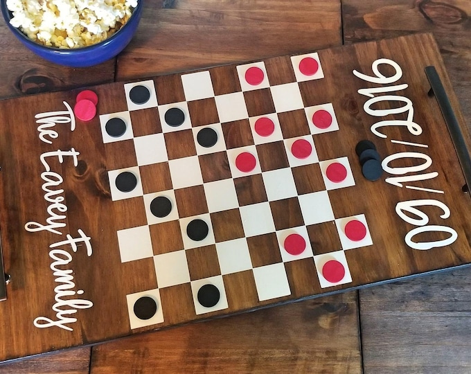 Personalized Wooden Game Board - Family Game Night - Personalized Family Gift - Family Board Game - Checkers and Chess