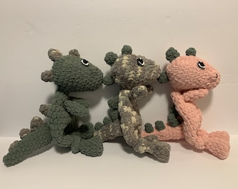 Crocheted Mini Dino Snuggie/Lovey
