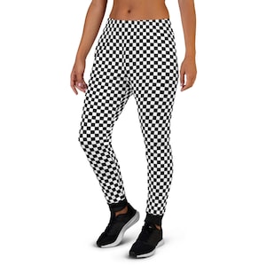 Checkered Joggers | Checkers Sweatpants | Black and White Bottoms | Winter Fleece Sweatpants