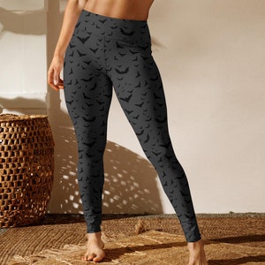 Yoga Leggings | Gothic Fledermaus-Leggings | Halloween-Leggings | Gruselige Fledermaus Print Leggings | Yoga Leggings mit Fledermausmuster