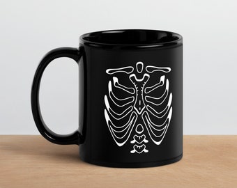 Rib-Cage Halloween Black Glossy Mug | Halloween Coffee Mug