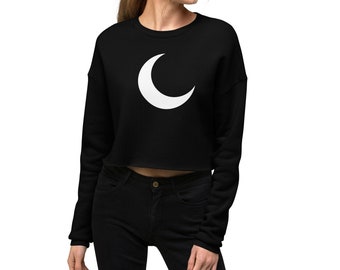 Crescent Moon Crop Sweatshirt | Long Sleeve Sweater