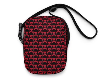 Goth Utility Crossbody Bag | Graphic Print Red and Black Purse | Alternative Pattern | Shoulder Bag | Red Satchel | Edgy | Gothic Girl Print