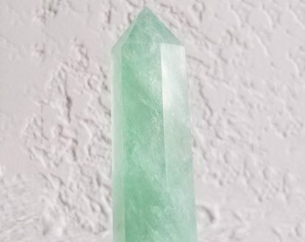 Green Fluorite Tower | Healing Crystal Tower | Green Fluorite Wand | Green Fluorite Spiritual Balance Crystal | Meditation Grounding Stone