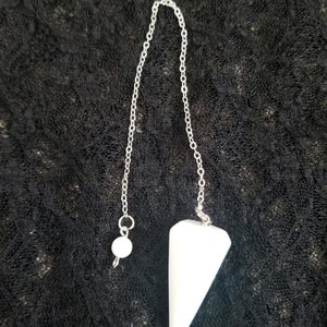 Opalite Glass Crystal Pendulum With Silver Plated Chain Opalite Glass Point Pendulum Healing Dowsing Energy Balancing image 5