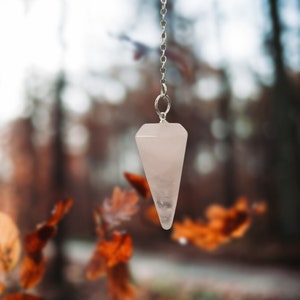 Rose Quartz Crystal Pendulum With Silver Plated Chain | Rose Quartz Point Pendulum | Healing Dowsing Energy Balancing