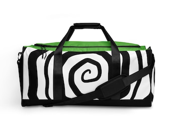Black and White Swirl Duffle Bag | Zebra Abstract Tote Bag | Weekender Bag | Travel Tote | Gothic | Minimalist | Monochrome | Gift