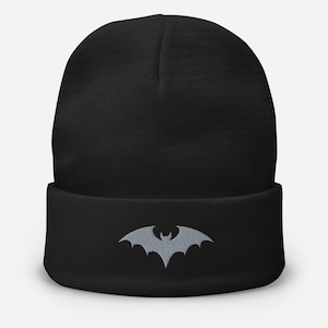 Halloween Bat Embroidered Beanie | Gothic Bat Beanie | Halloween Beanie | Spooky Bat | Vampire Bat | Casual Halloween | Embroidered Bat Hat
