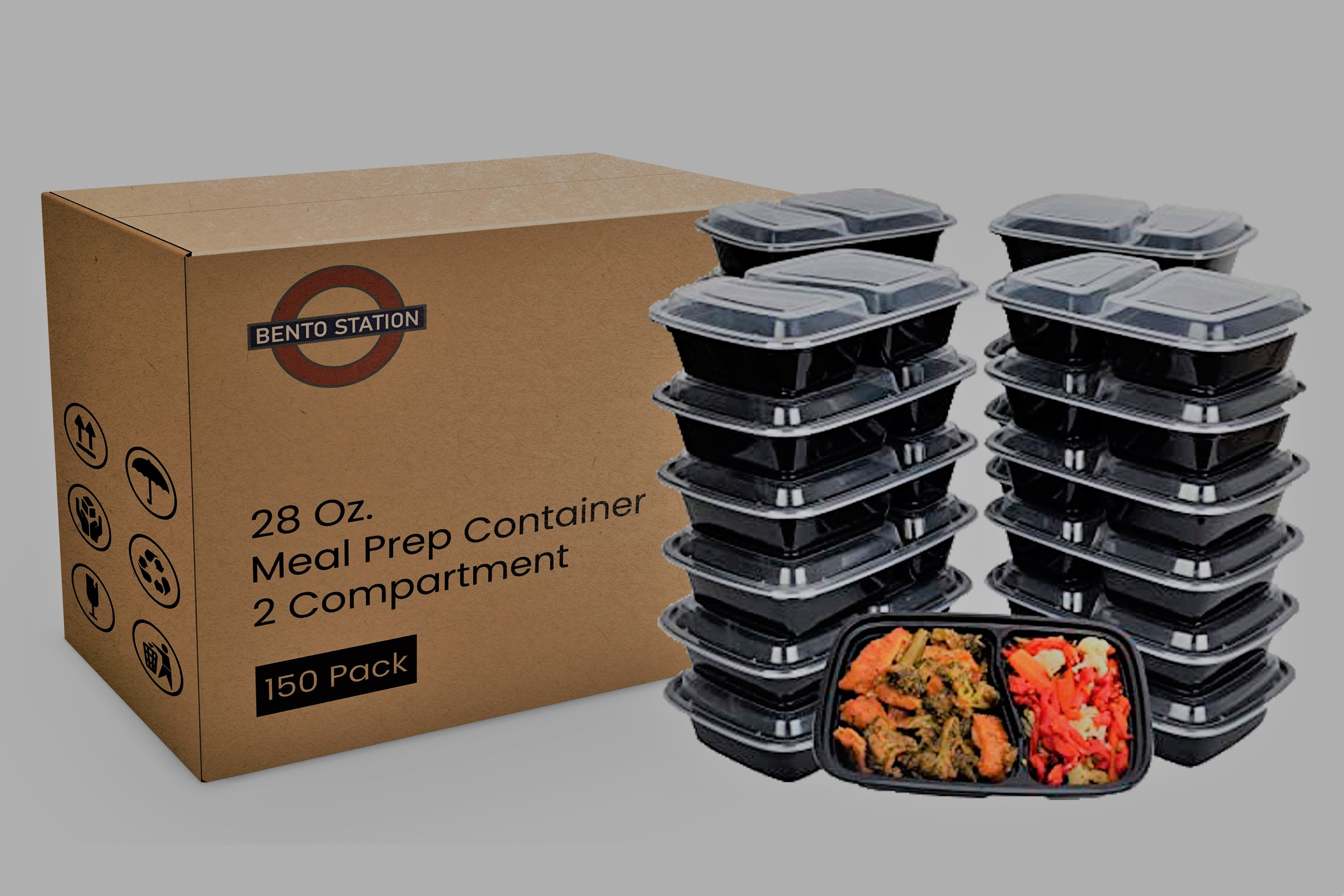 150 Sets Disposable Meal Prep Food Containers 28oz with Lid