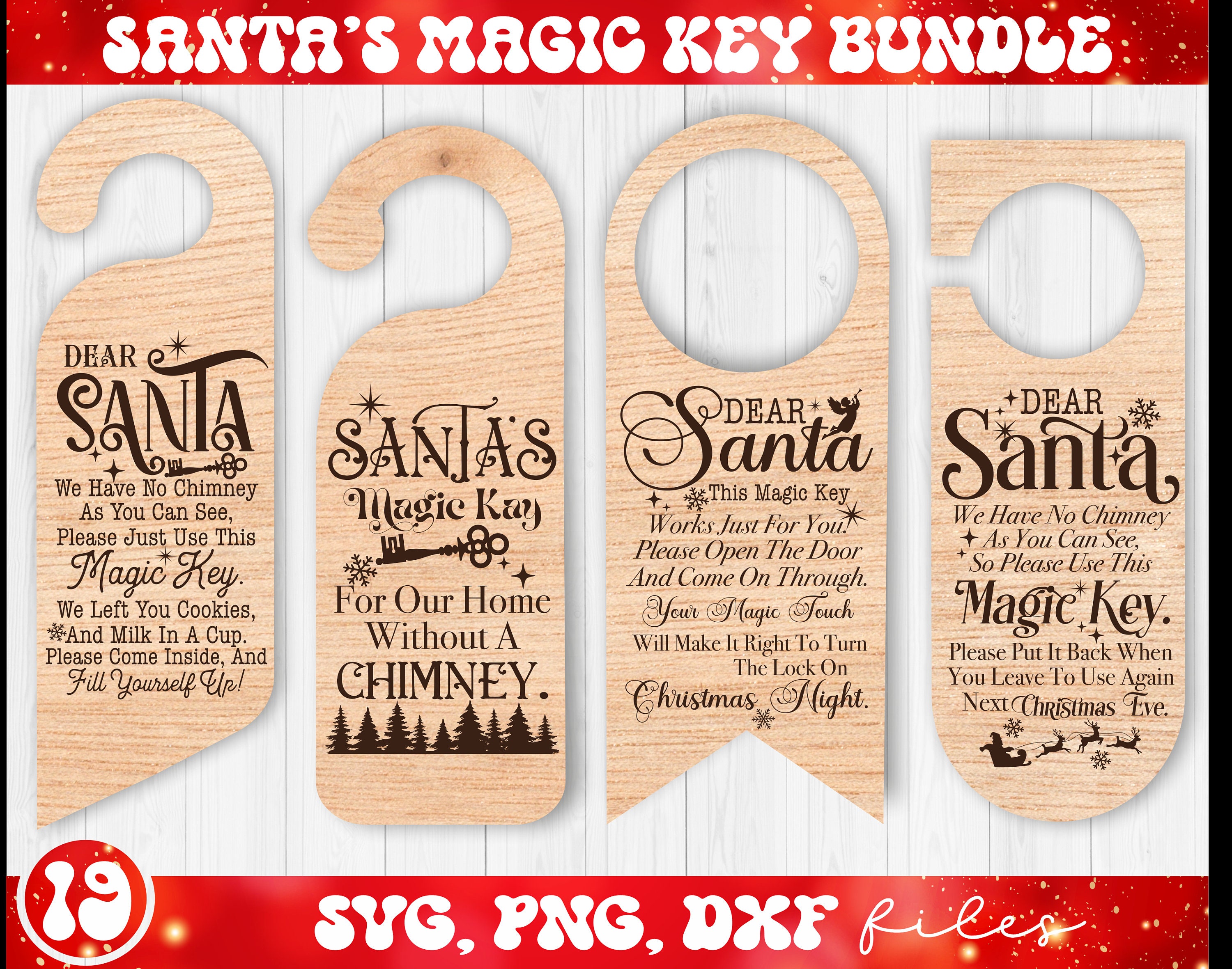 Santas Magic Key SVG Bundle Santas Magic Key Door Hanger SVG Glowforge  Christmas Files Christmas SVG Files Santa Ornament Svg Laser 