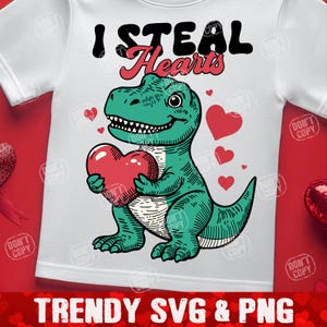 I Steal Hearts dinosaurus SVG PNG, dinosaurus hart svg, trendy Vday peuter svg, Funny Kids Valentijnsdag svg, dinosaurus Vday peuter svg