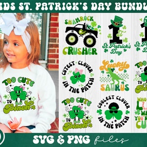 Kids St. Patrick's Day SVG-bundel, My 1st St. Patrick's Day-svg, te schattig om te knijpen svg, schattigste klavertje in de patch svg