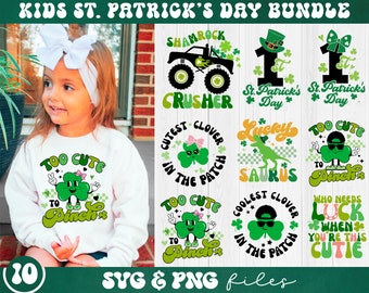 Kids St Patricks Day SVG Bundle, My 1st St Patrick's Day svg, Too Cute To Pinch svg, Cutest Clover in the Patch svg