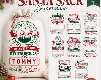 Santa Sack svg Bundle, Christmas Santa Sack svg, Santa Sack png, Gift Bag svg, Christmas Express svg, North Pole Special Delivery svg
