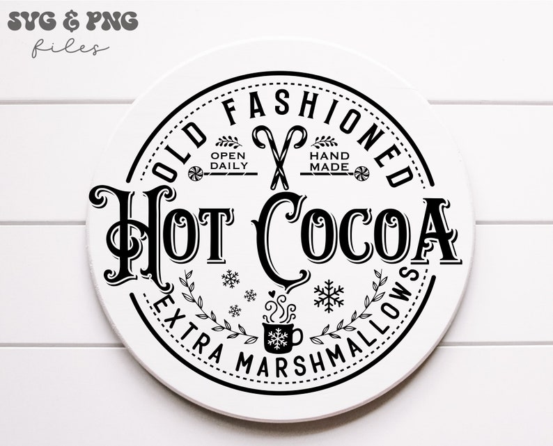 Varm choklad svg-paket, julskylt med varm choklad svg, Hot Cocoa Company svg, gammaldags varm choklad svg, varm choklad serveras här svg bild 3