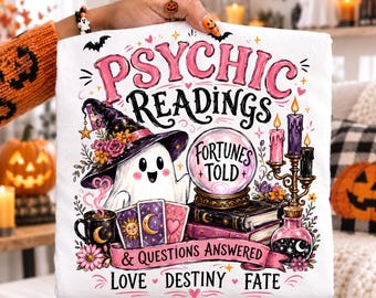 Psychic Readings PNG, Fortune Teller Ghost, Crystal Ball Halloween Witch