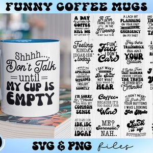 Koffiemok SVG-bundel, grappige koffiemok svg, koffiekopje svg, Office humor svg, sarcastische citaten svg