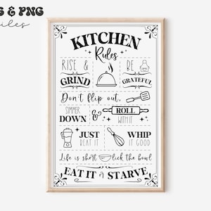 Règles de cuisine svg, signe de ferme, svg de signe rustique, règles de cuisine png, svg de cuisine de maman, svg de cuisine drôle